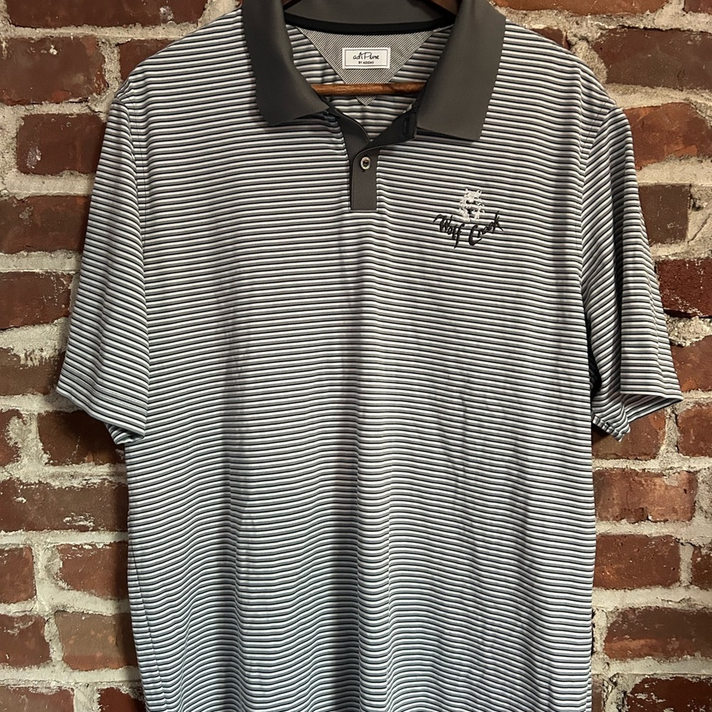 Adidas Men's Gray Striped Polo Shirt